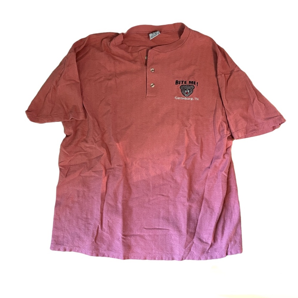 Vintage Bite Me Gatlinburg Tennessee Men’s Cal Cru Henley Polo Shirt Made USA